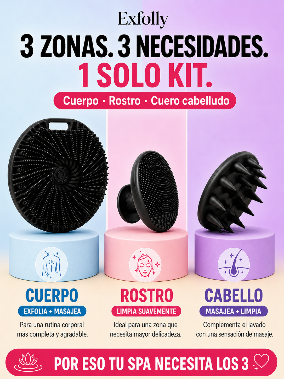 🔥 KIT SPA EN CASA EXFOLLY 3 EN 1 + REGALO GRATIS