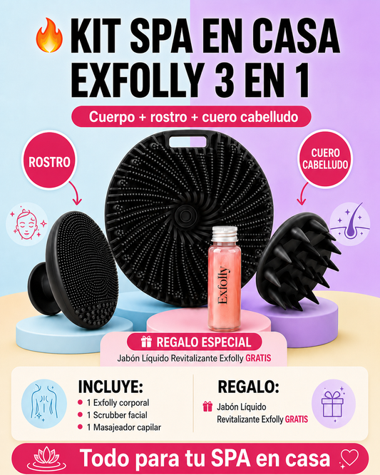 🔥 KIT SPA EN CASA EXFOLLY 3 EN 1 + REGALO GRATIS